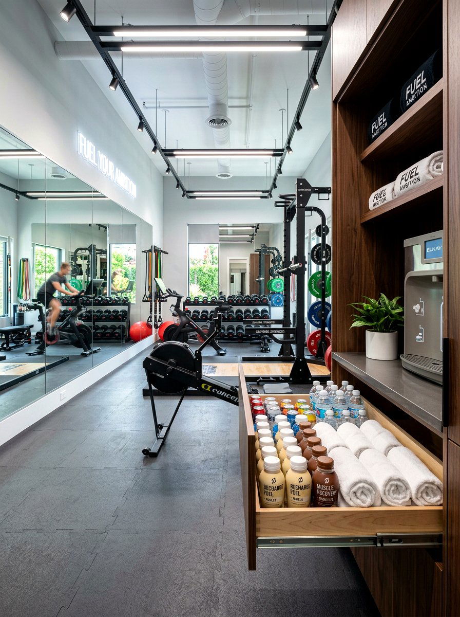Gym Refreshment Area - 30 beverage drawer ideas