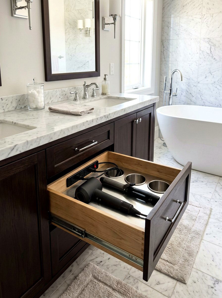 Hair Tool Charging Drawer - 30 hidden charging drawer ideas
