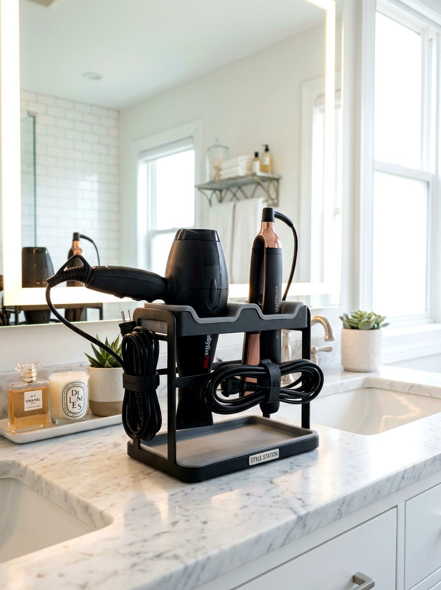 Hair Tool Organizer - 30 bathroom storage ideas