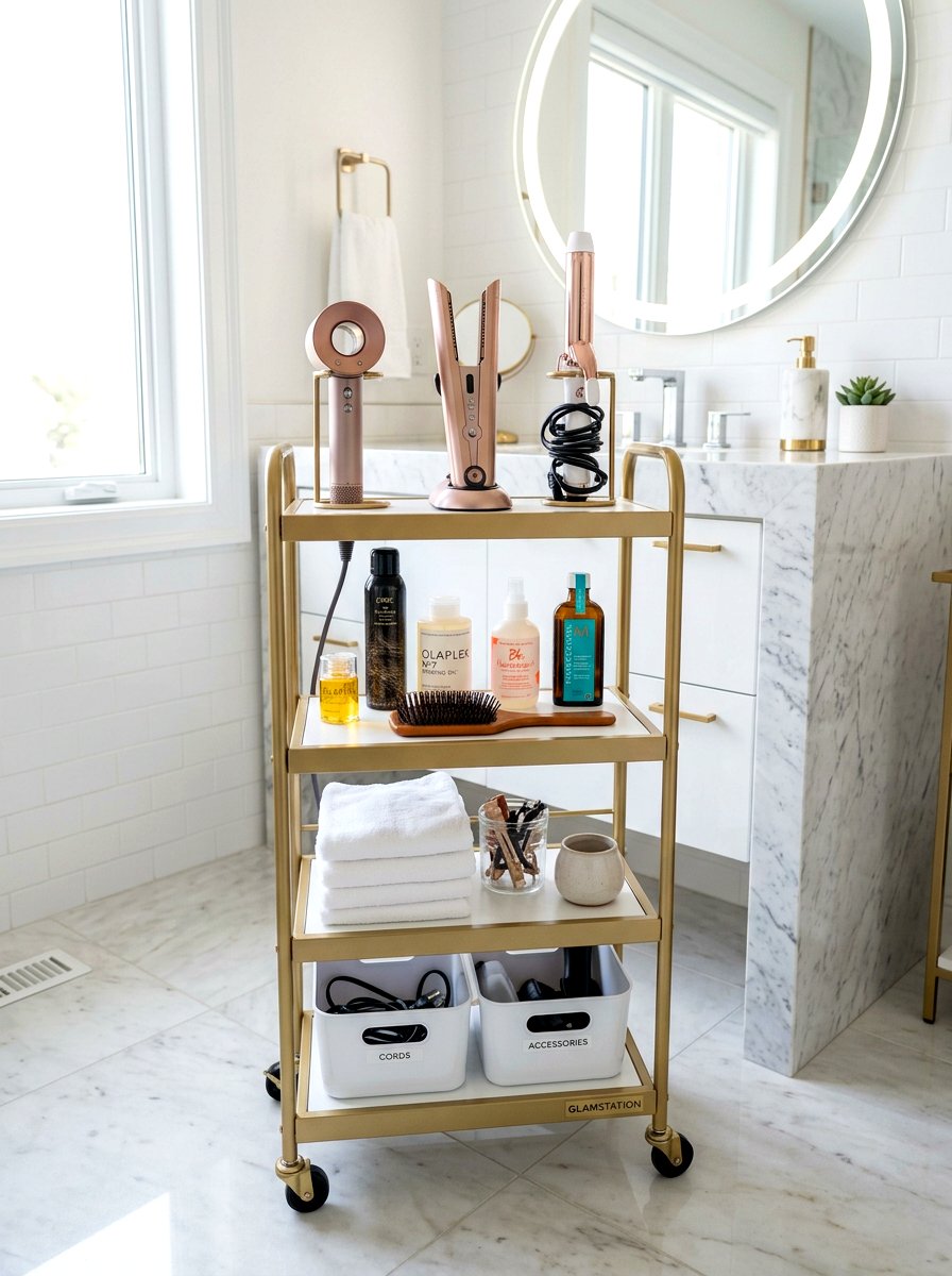 Hair Tool Rolling Cart - 30 rolling cart storage ideas