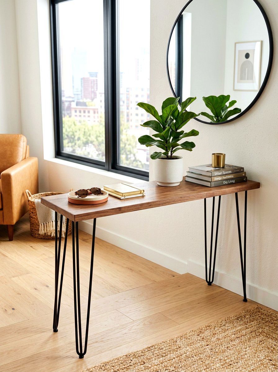 Hairpin Leg Console - 30 slim console apartment ideas