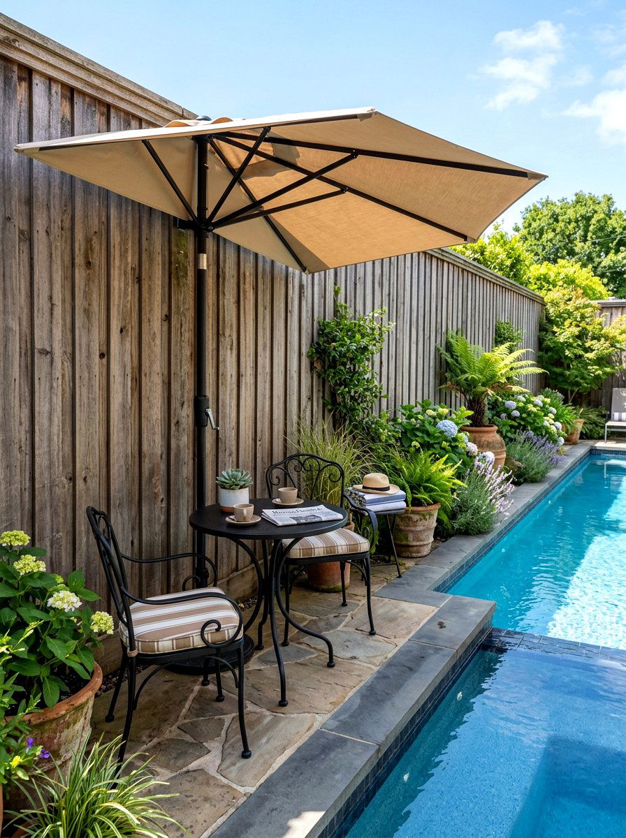 Half Circle Poolside Umbrella - 30 poolside umbrella lounge ideas