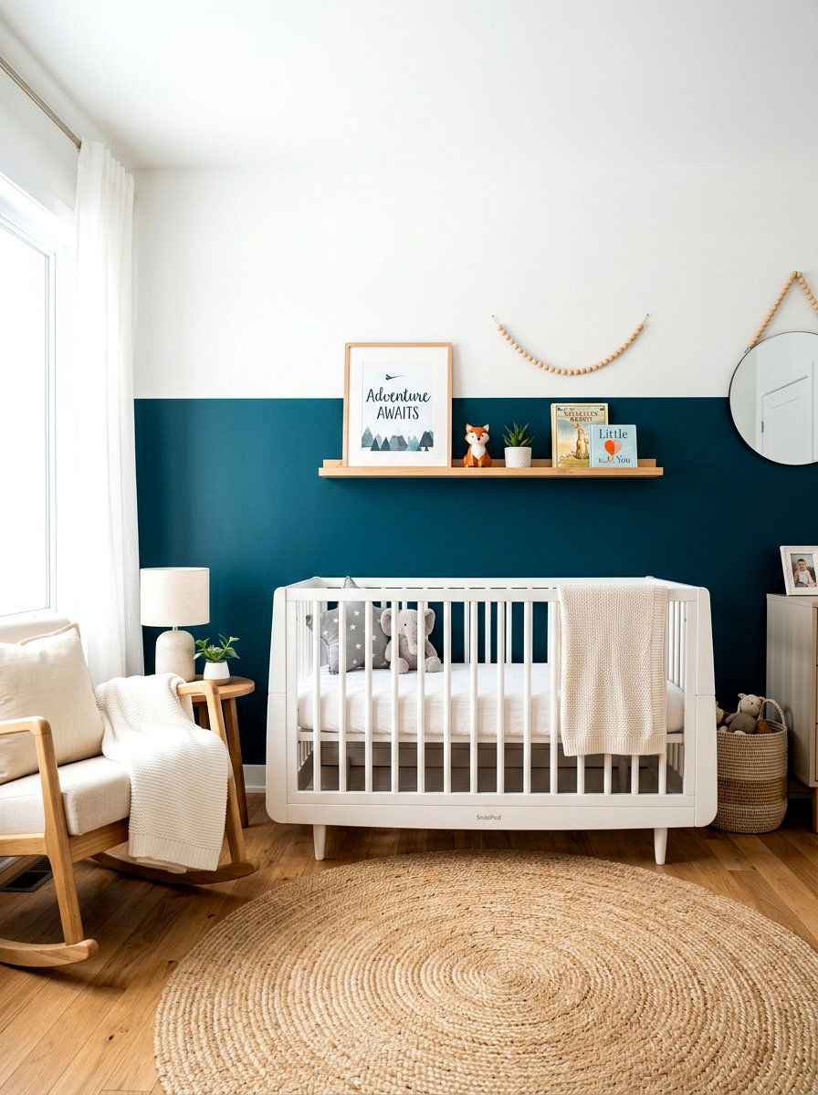 Half Painted Wall - 30 nursery accent wall ideas