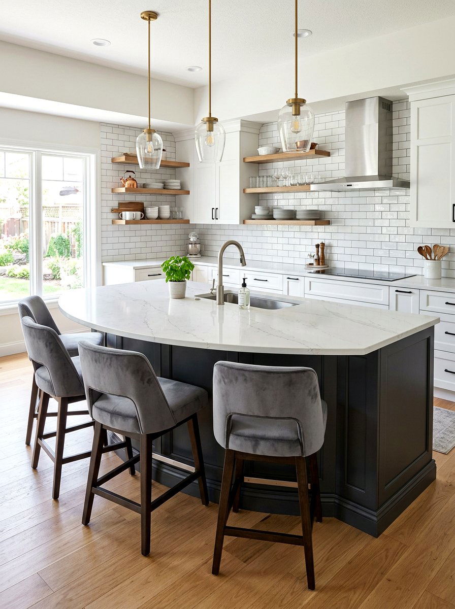 Half moon kitchen island - 30 curved kitchen island ideas