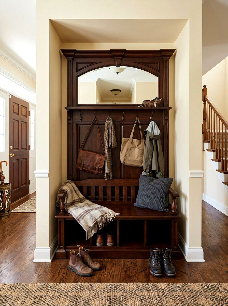 Hall Tree Entryway Storage - 30 entry alcove ideas
