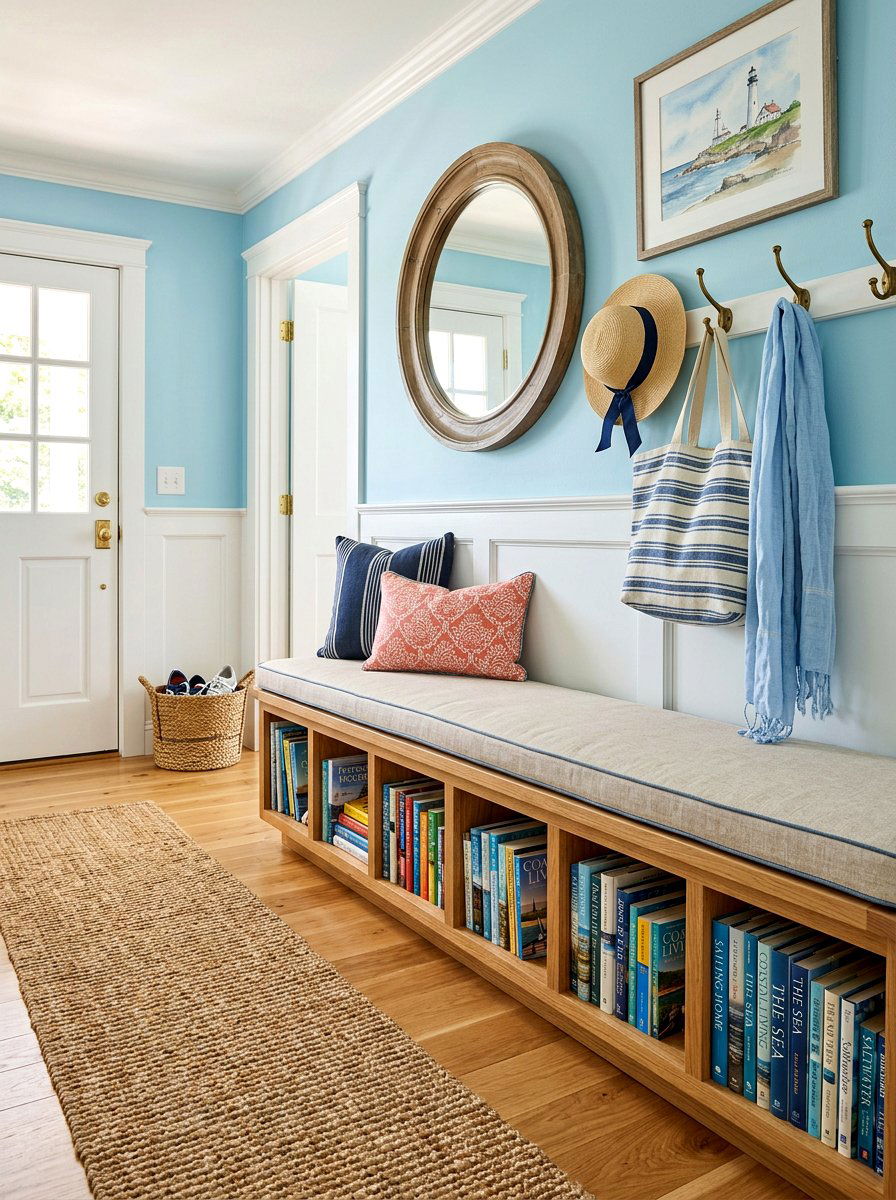 Hallway Bench With Book Storage - 30 reading hallway ideas