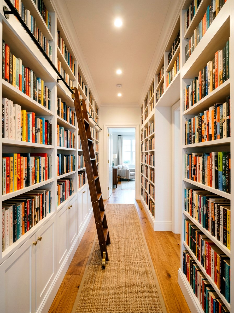 Hallway Bookshelf - 30 narrow hallway ideas