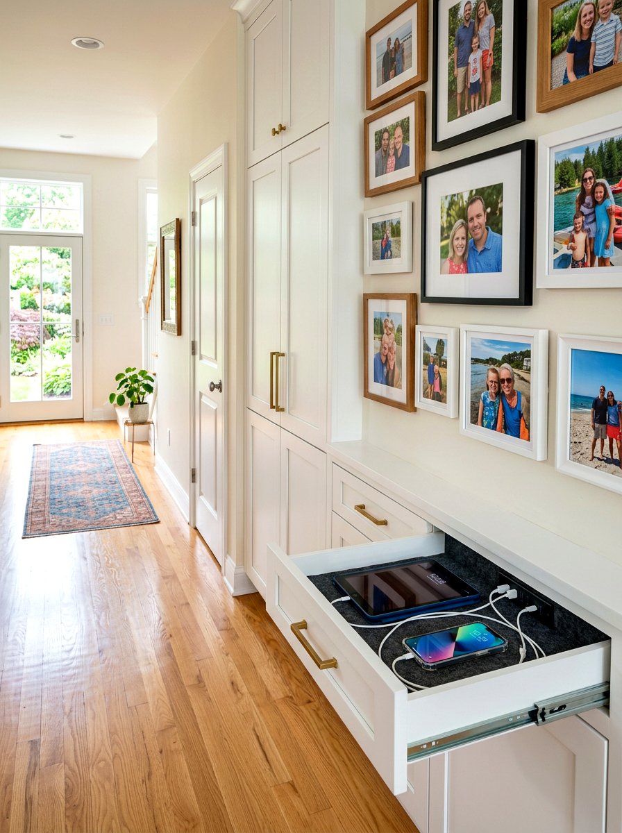 Hallway Charging Drawer - 30 hidden charging drawer ideas
