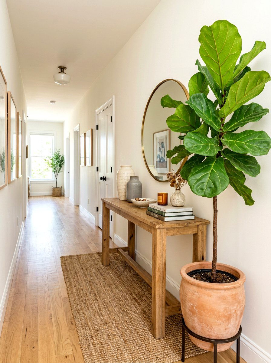Hallway Console Fiddle Leaf Fig - 30 fiddle leaf fig decor ideas
