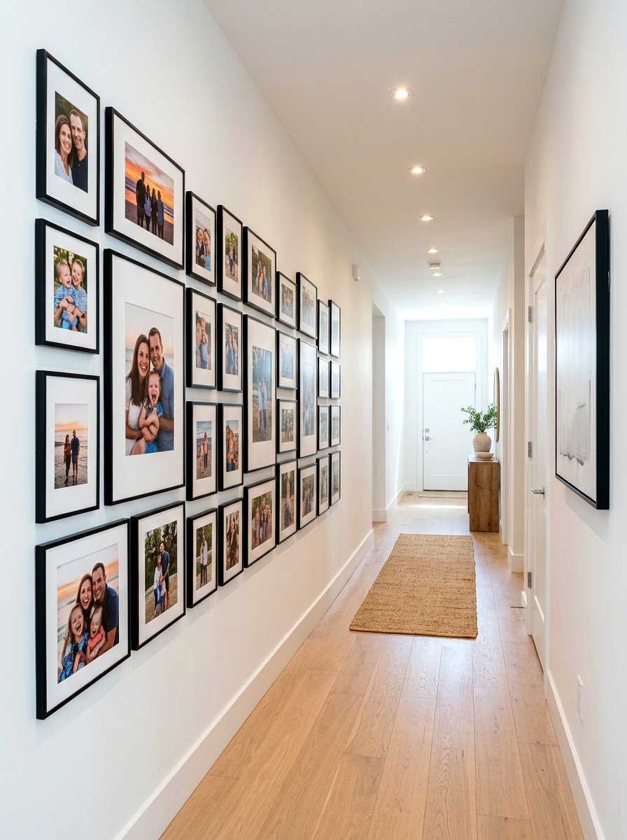Hallway Family Photo Arrangement - 30 family photo wall ideas