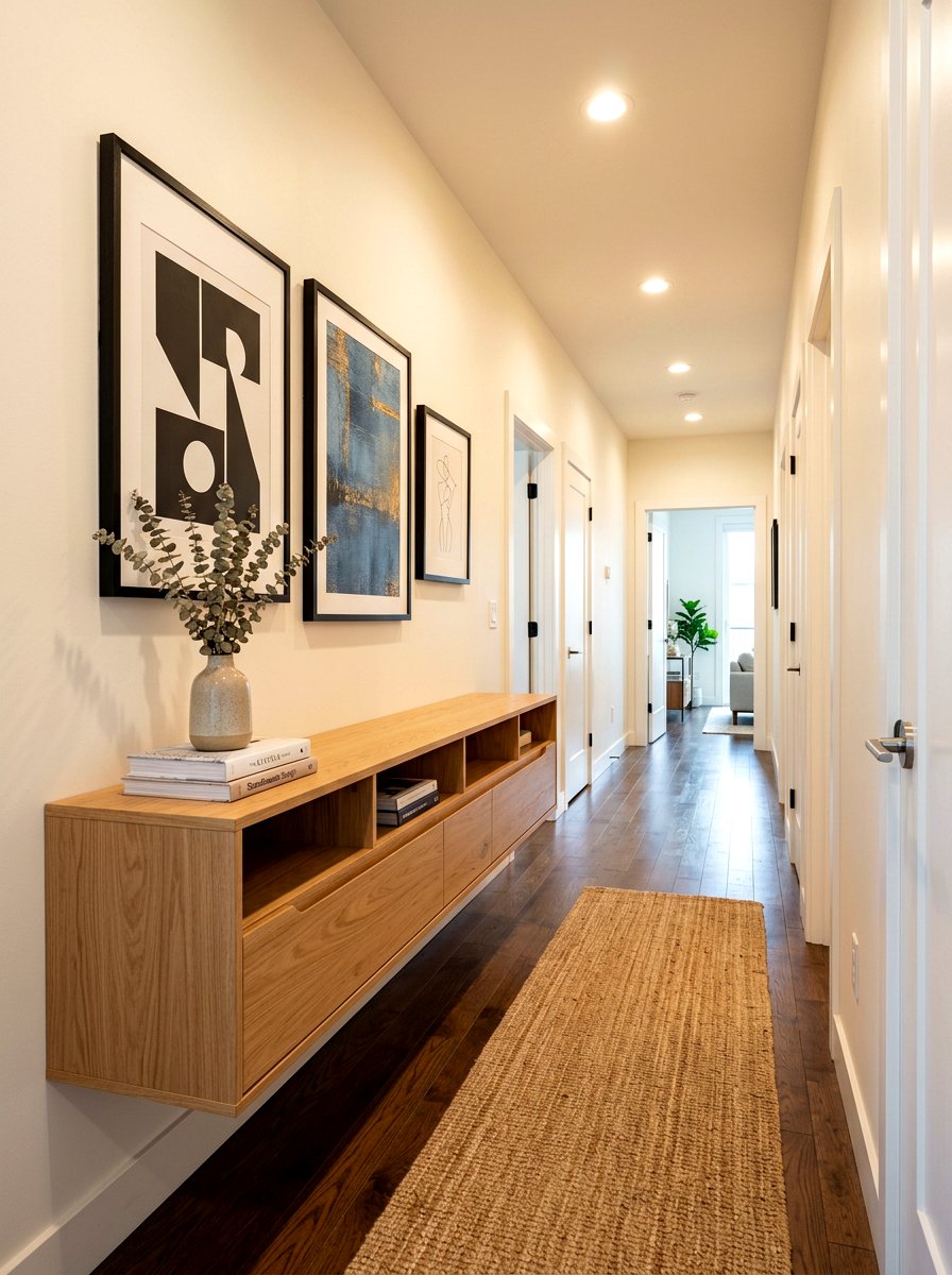 Hallway Floating Slim Storage Cabinet - 30 slim storage cabinet ideas