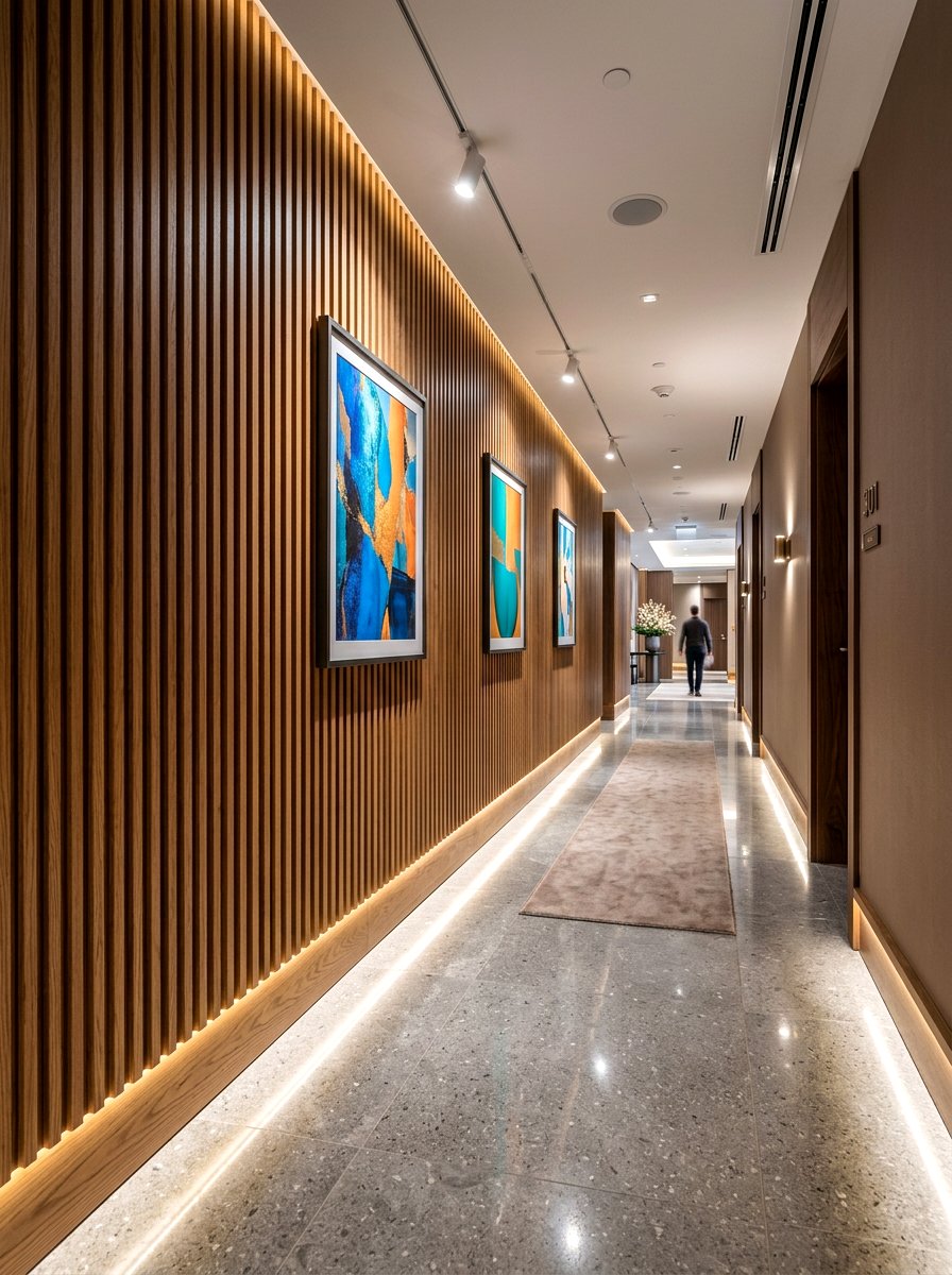 Hallway Fluted Wall Treatment - 30 fluted wood wall ideas