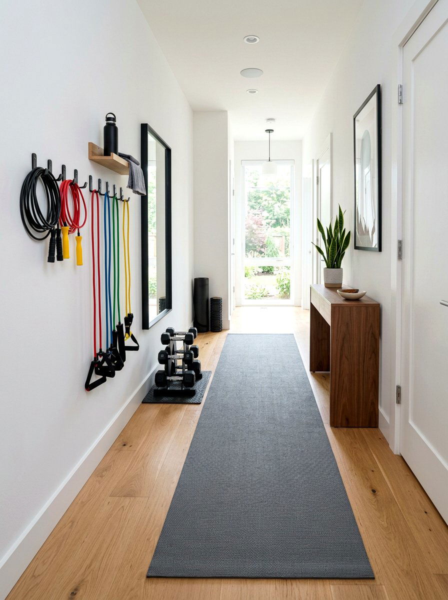 Hallway Gym Setup - 30 small home gym ideas
