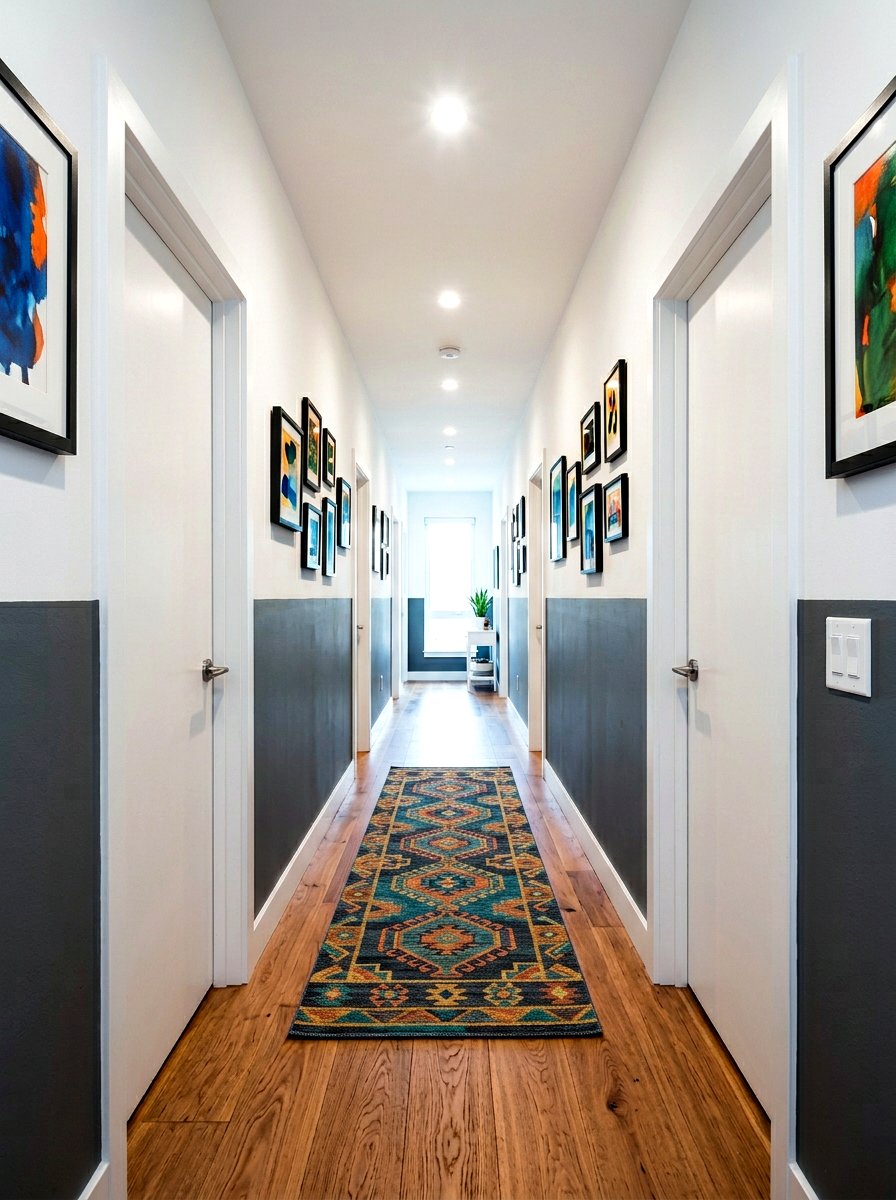 Hallway Horizon Line Paint - 30 two tone wall paint ideas