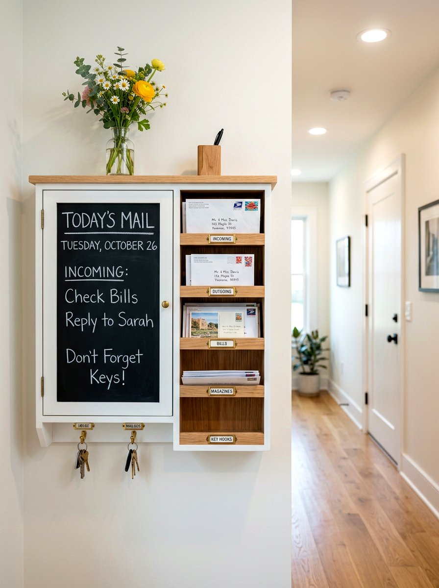 Hallway Mail Station - 30 repurposed cabinet ideas