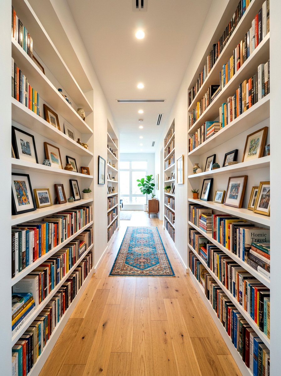 Hallway Narrow Bookshelves - 30 built in bookshelf ideas
