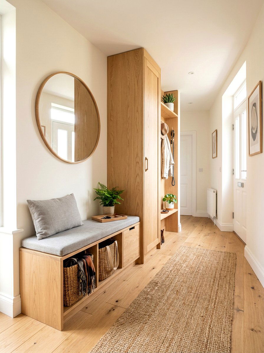 Hallway Utility Bench - 30 mop broom storage ideas