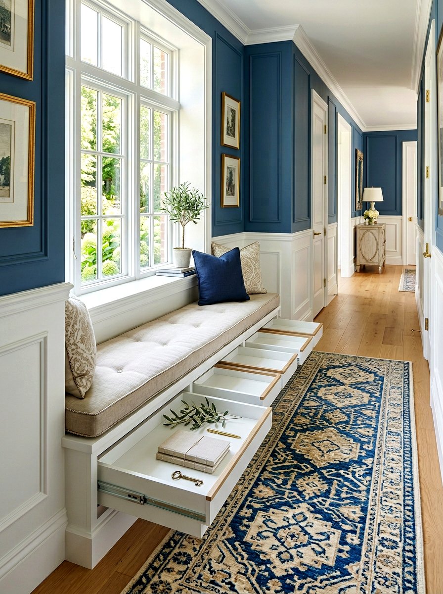Hallway Window Bench With Pull Out Trays - 30 storage bench window seat ideas
