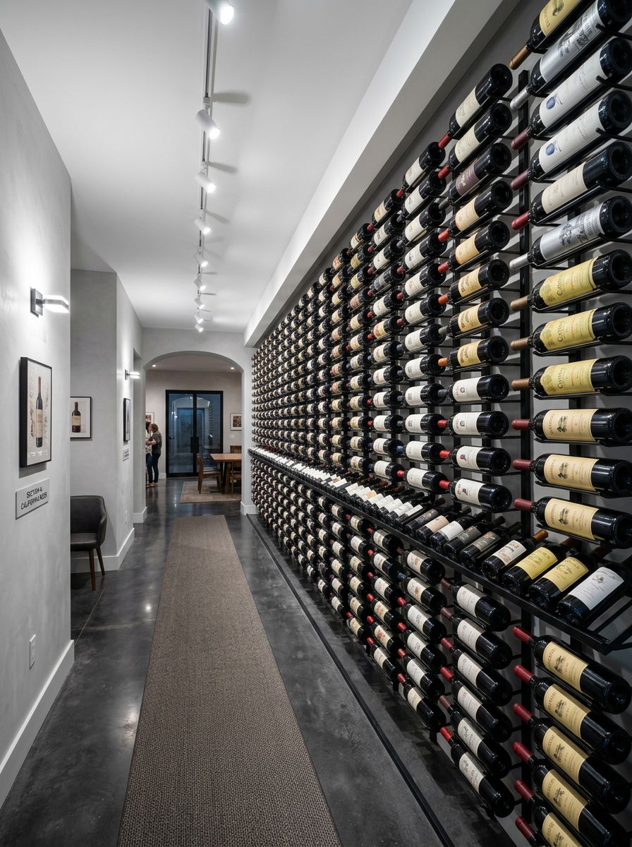 Hallway Wine Gallery - 30 small wine cellar ideas