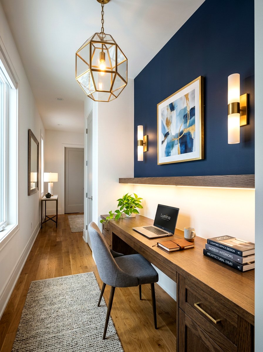 Hallway desk lighting ideas - 30 hallway office nook ideas