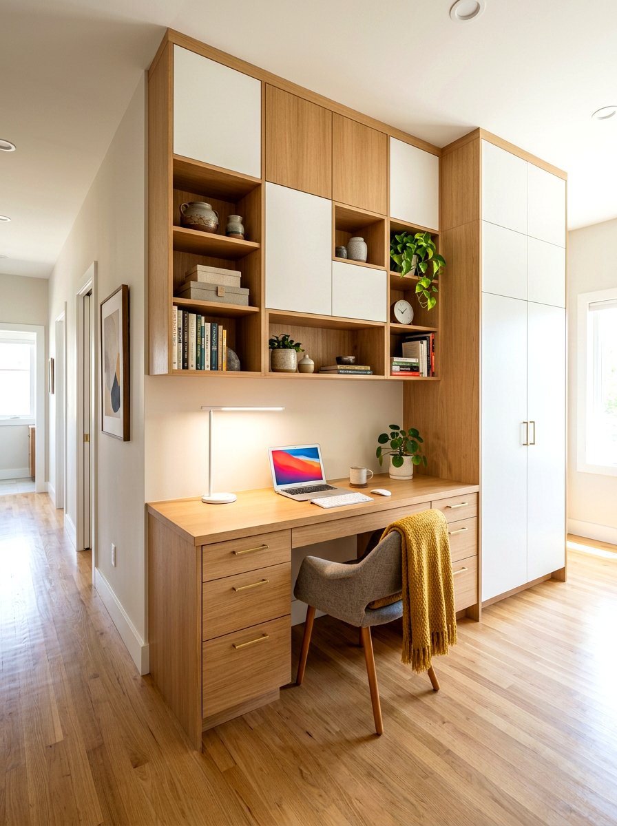 Hallway desk with storage - 30 hallway office nook ideas