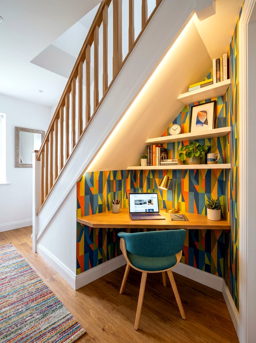 Hallway office under stairs - 30 hallway office nook ideas