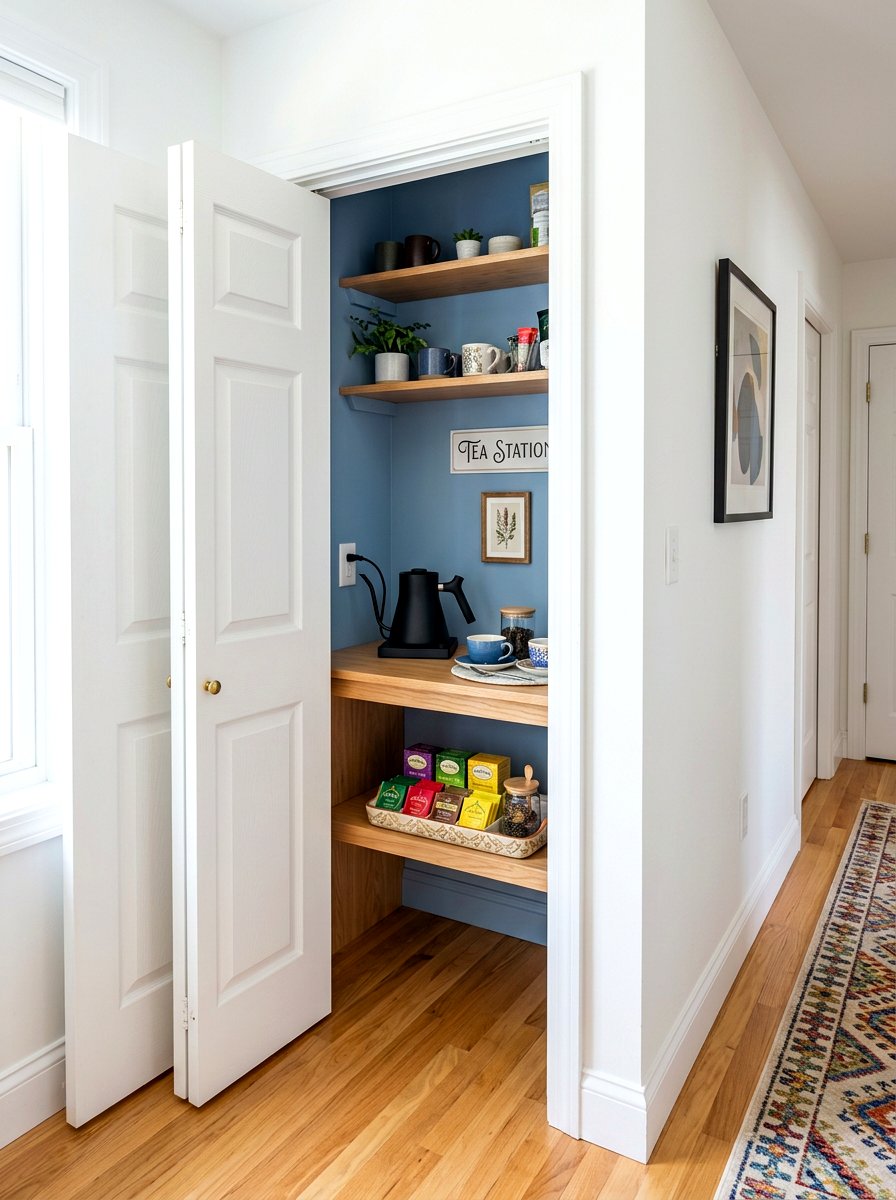 Hallway tea station - 30 hidden tea pantry ideas