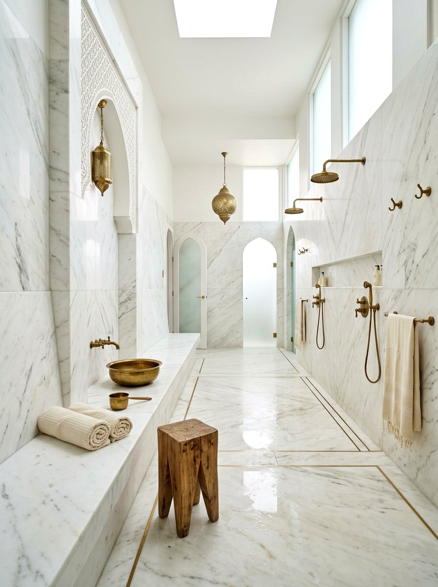 Hammam Style Marble Bathroom - 30 Moroccan bathroom ideas