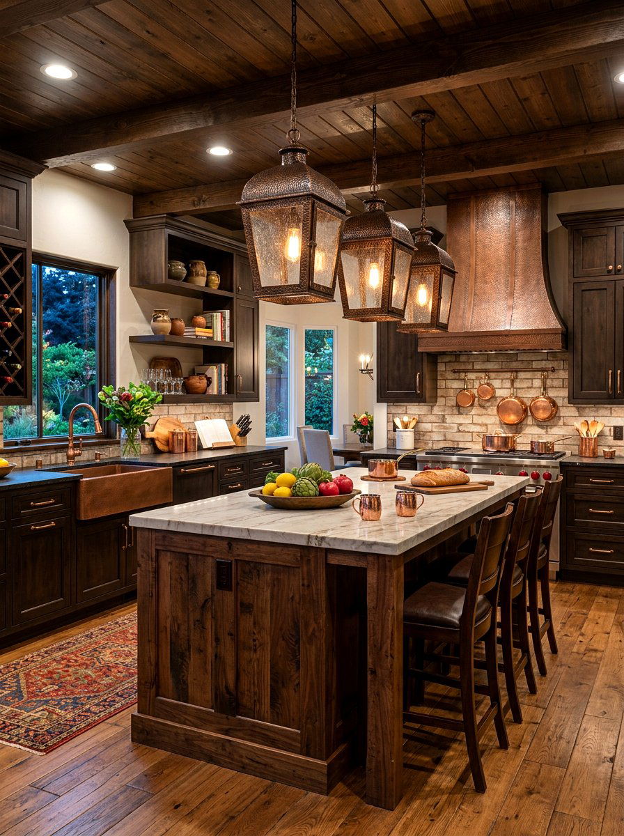 Hammered Bronze Lantern - 30 kitchen lantern lighting ideas