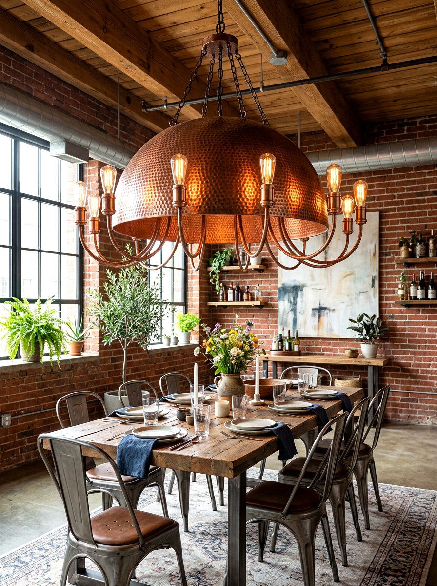 Hammered Metal Chandelier - 30 dining room chandelier ideas