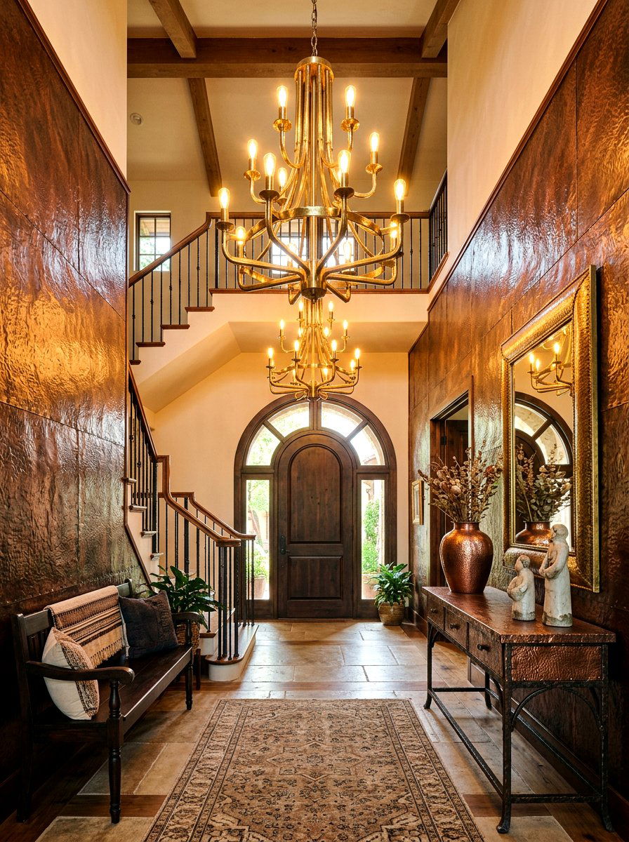 Hammered Metal Foyer - 30 metallic maximalist decor ideas