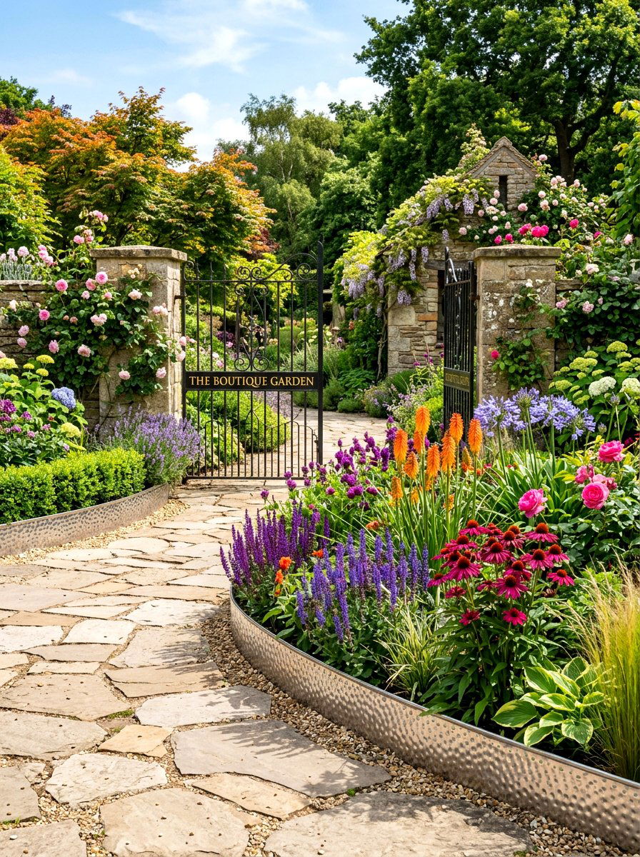 Hammered Metal Garden Edging - 30 metal landscape edging ideas
