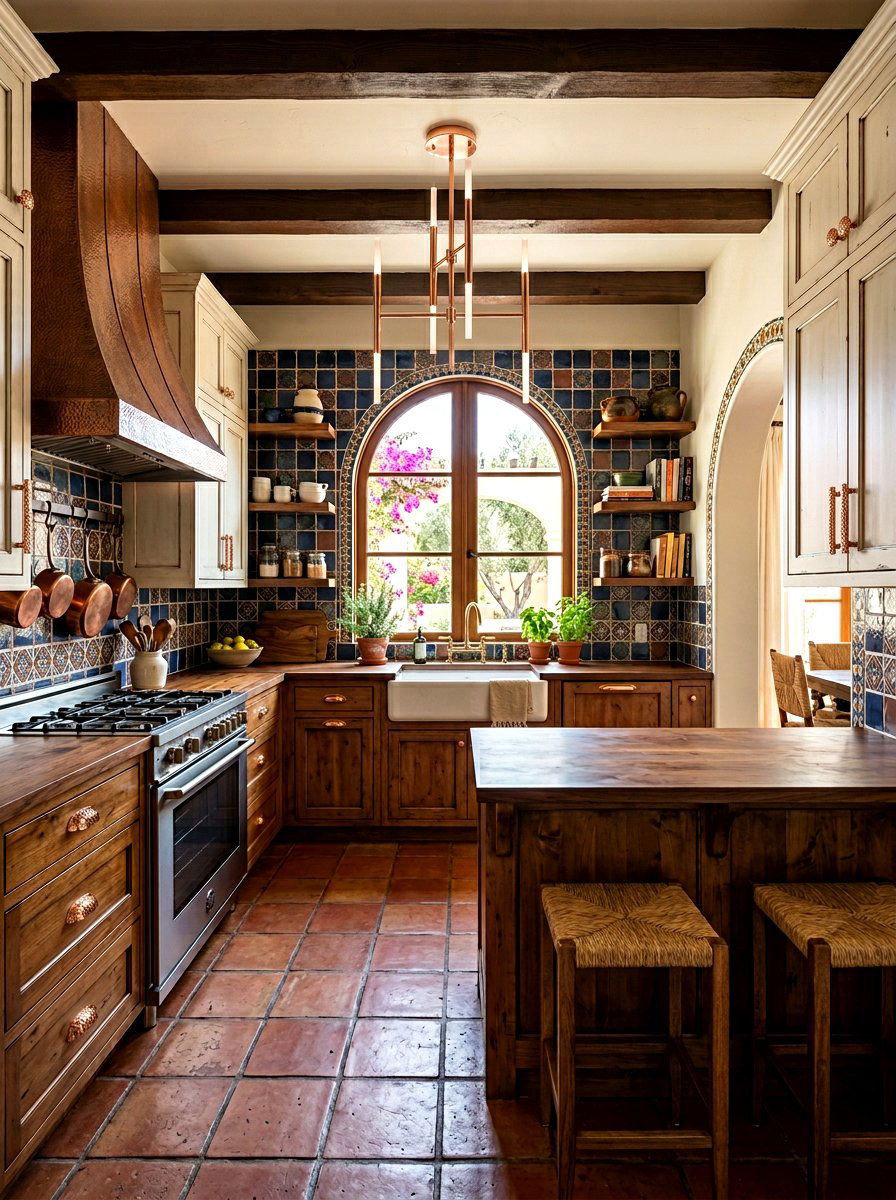 Hammered Metal and Smooth Finish - 30 kitchen hardware mix ideas