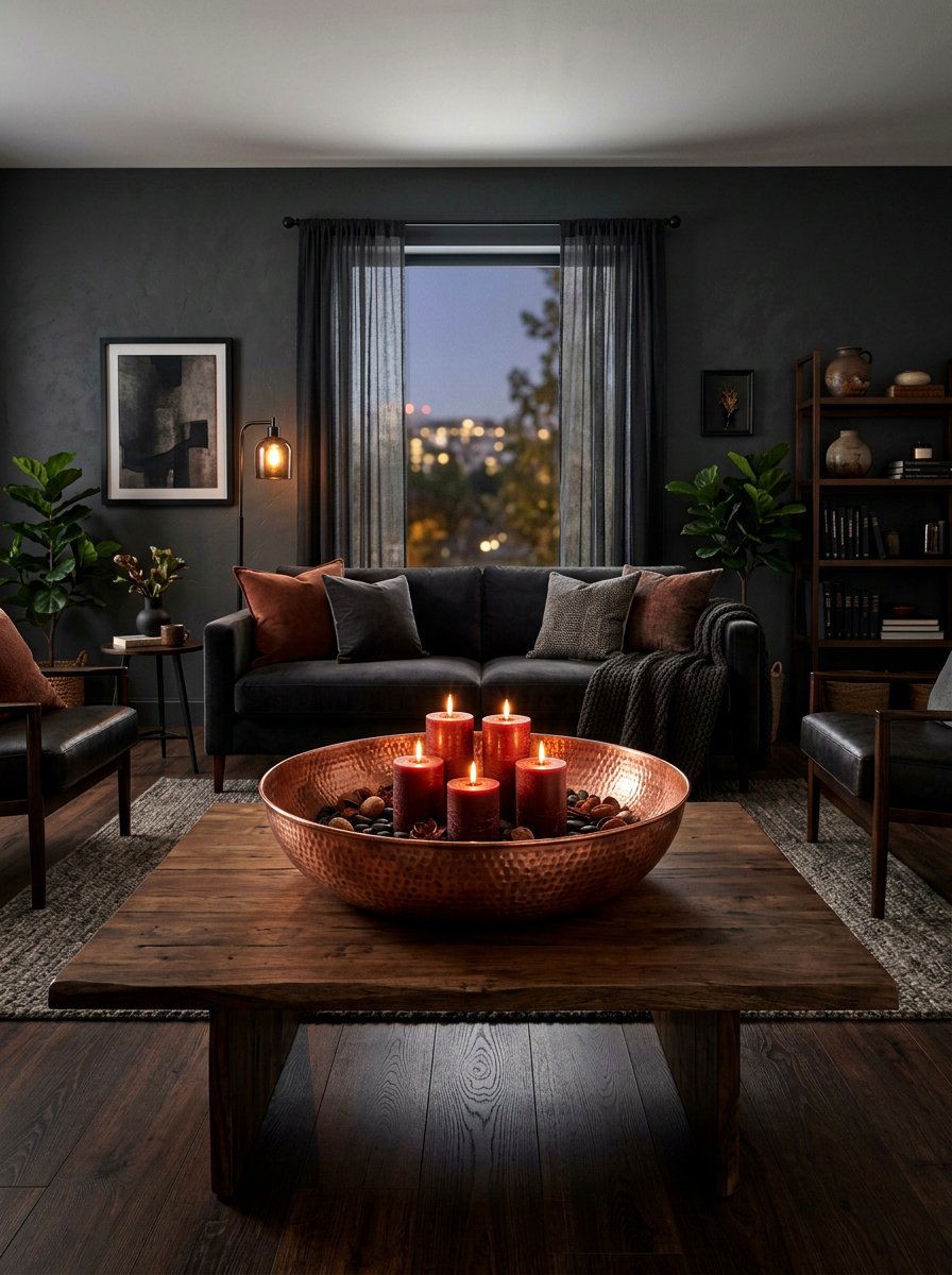 Hammered copper candle bowl - 30 candle bowl centerpiece ideas