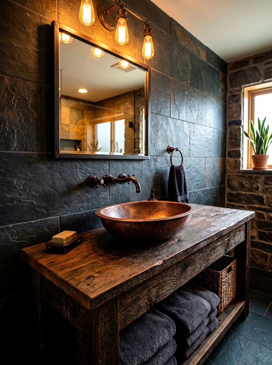 Hammered copper sink - 30 vessel sink powder room ideas