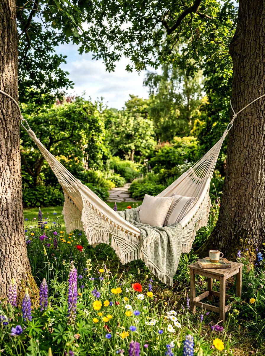 Hammock Lounge Under Trees - 30 private backyard oasis ideas