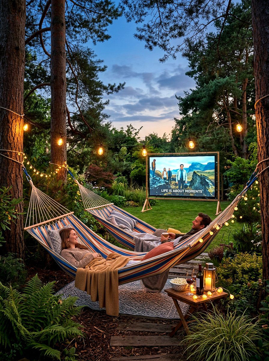 Hammock Movie Viewing - 30 outdoor movie night ideas