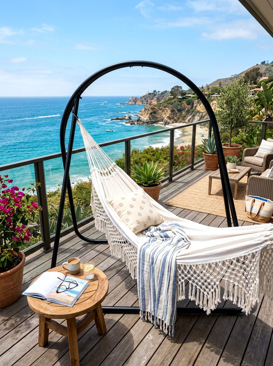 Hammock Relaxation Area - 30 apartment patio ideas