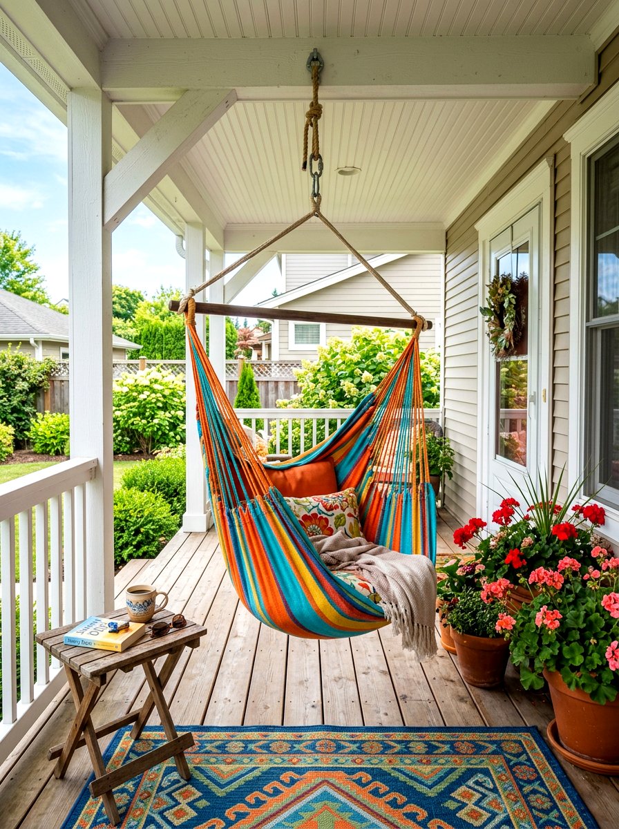 Hammock Style Swing Porch - 30 hanging chair patio ideas