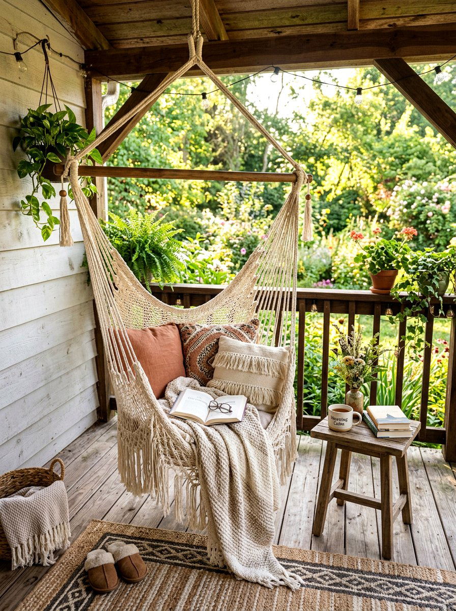 Hammock Swing Chair - 30 small space outdoor furniture ideas