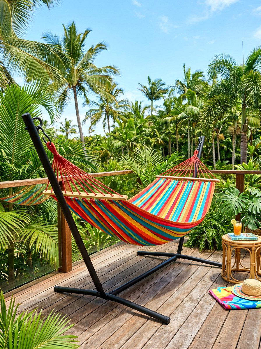 Hammock With Stand - 30 deck seating ideas