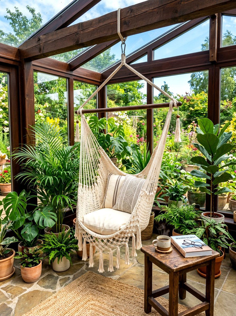 Hammock chair sunroom - 30 boho sunroom ideas