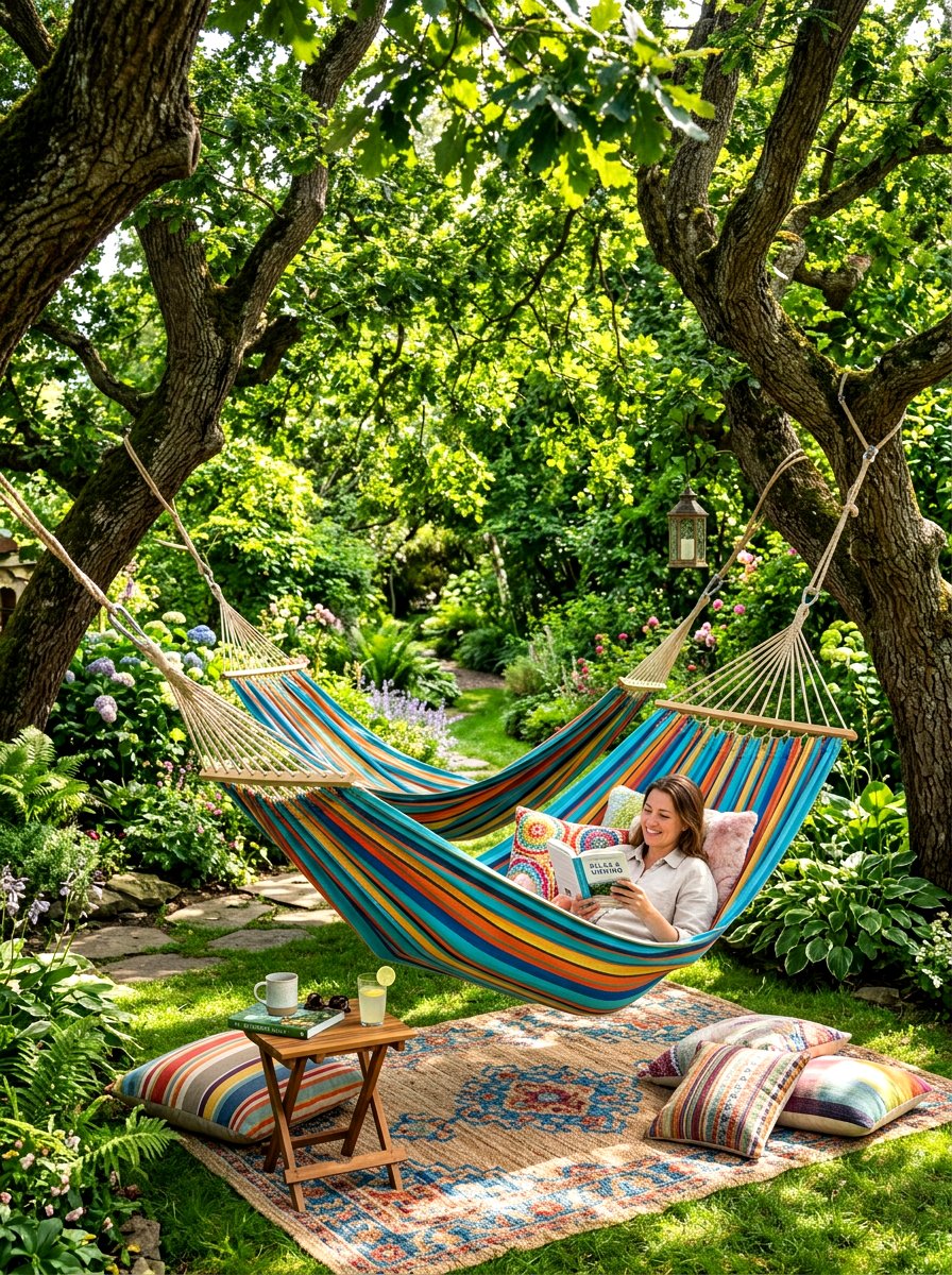 Hammock lounge corner - 30 backyard club lounge ideas
