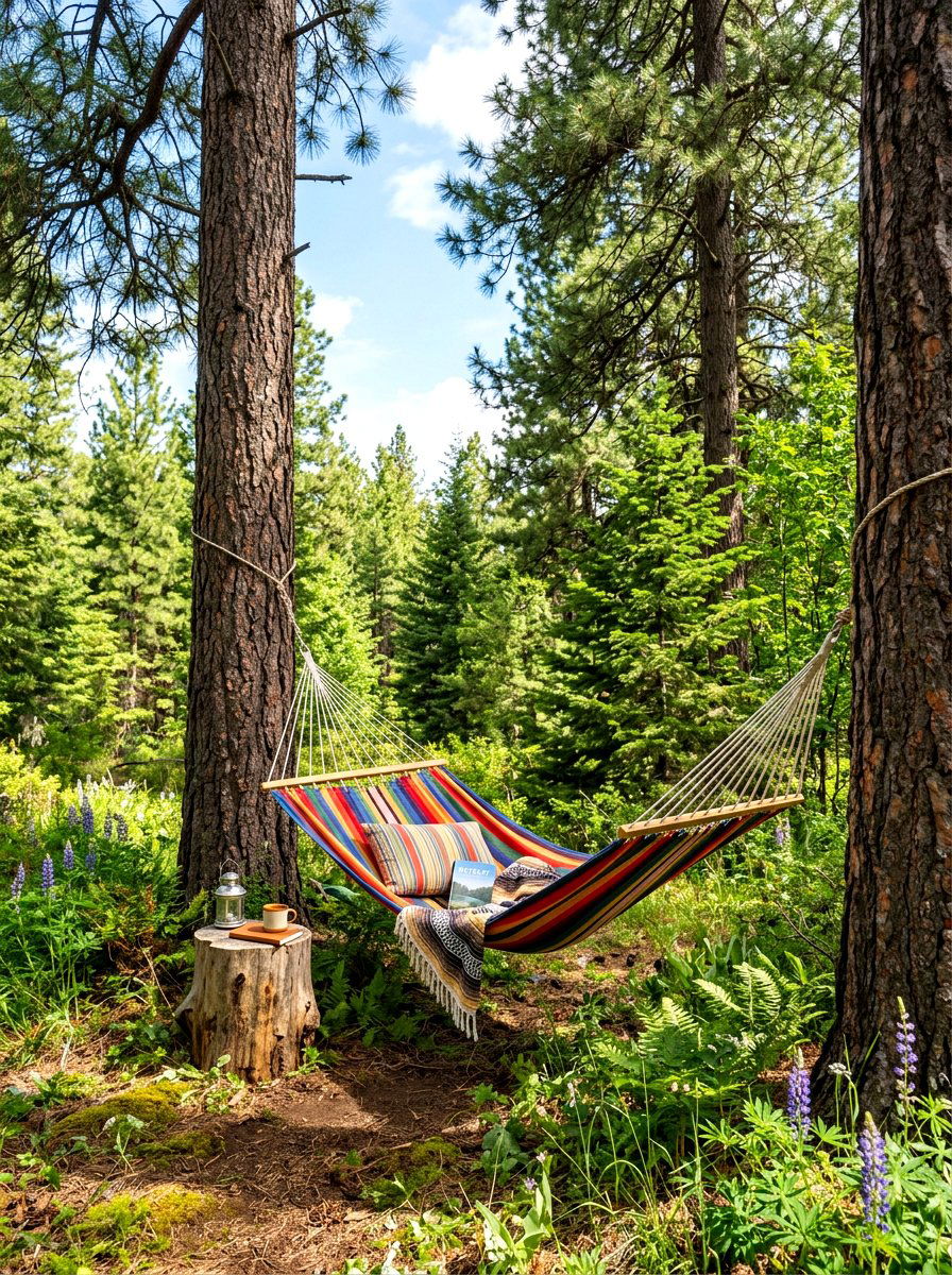 Hammock station - 30 cabin backyard landscaping ideas