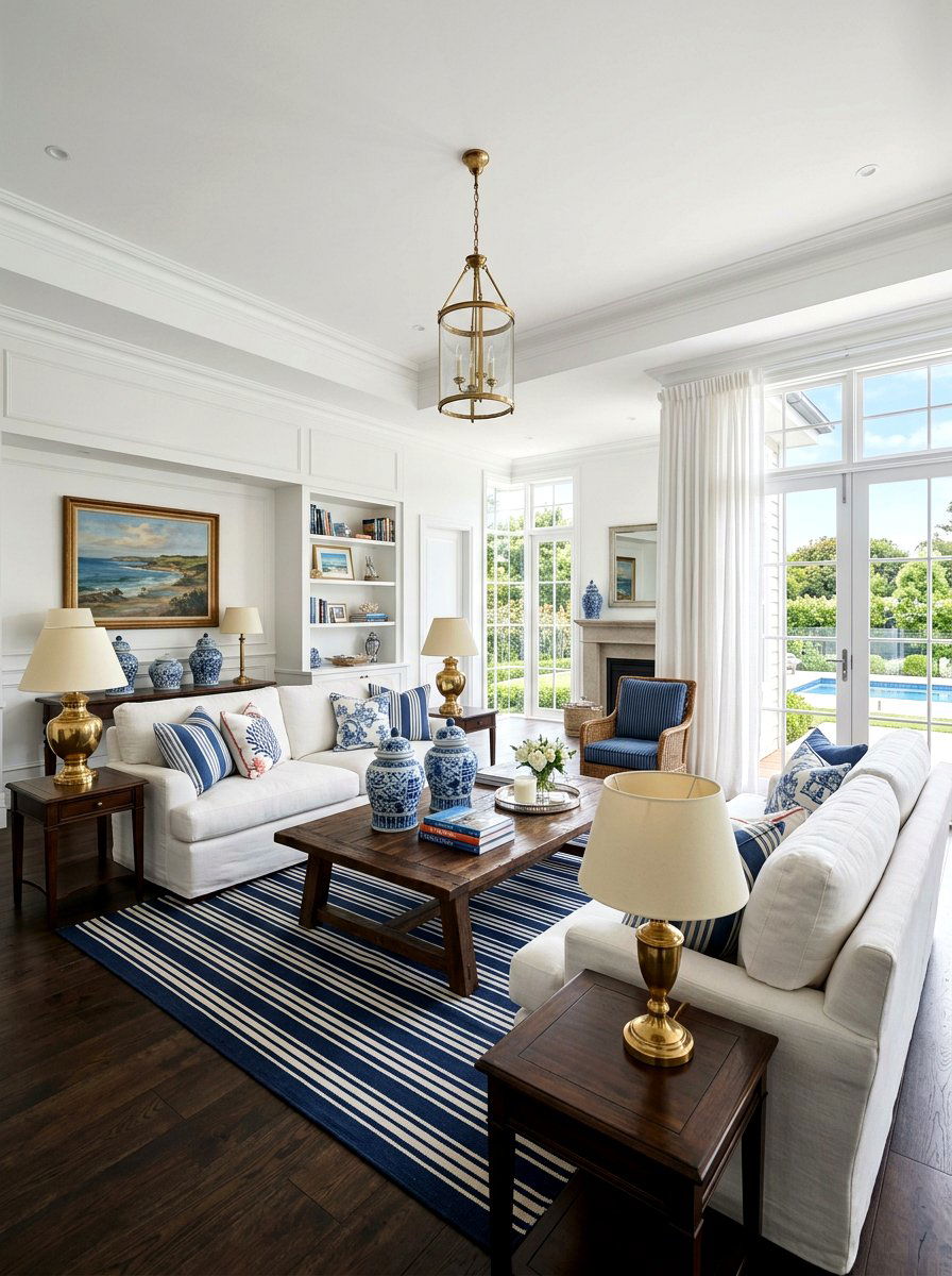 Hamptons Living Room - 30 ocean inspired living room ideas