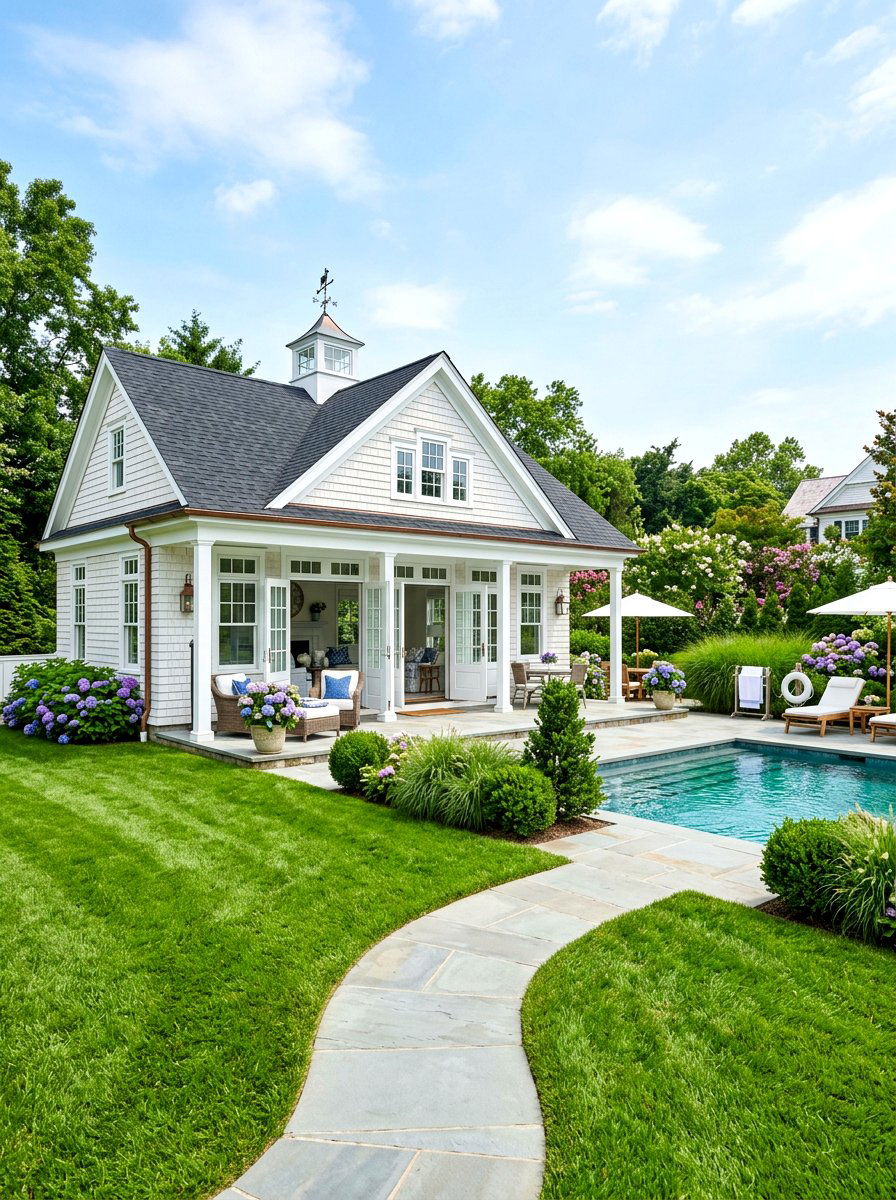 Hamptons Pool House - 30 Hamptons backyard ideas