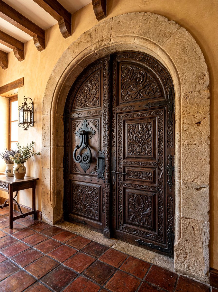 Hand Carved Doorway - 30 Mediterranean house exterior ideas