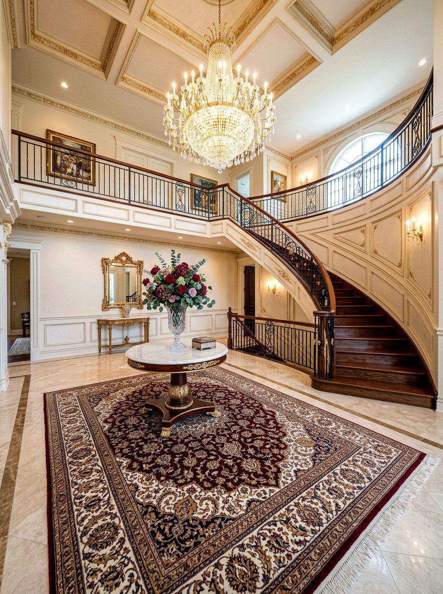 Hand Knotted Tabriz Entrance - 30 antique rug foyer ideas