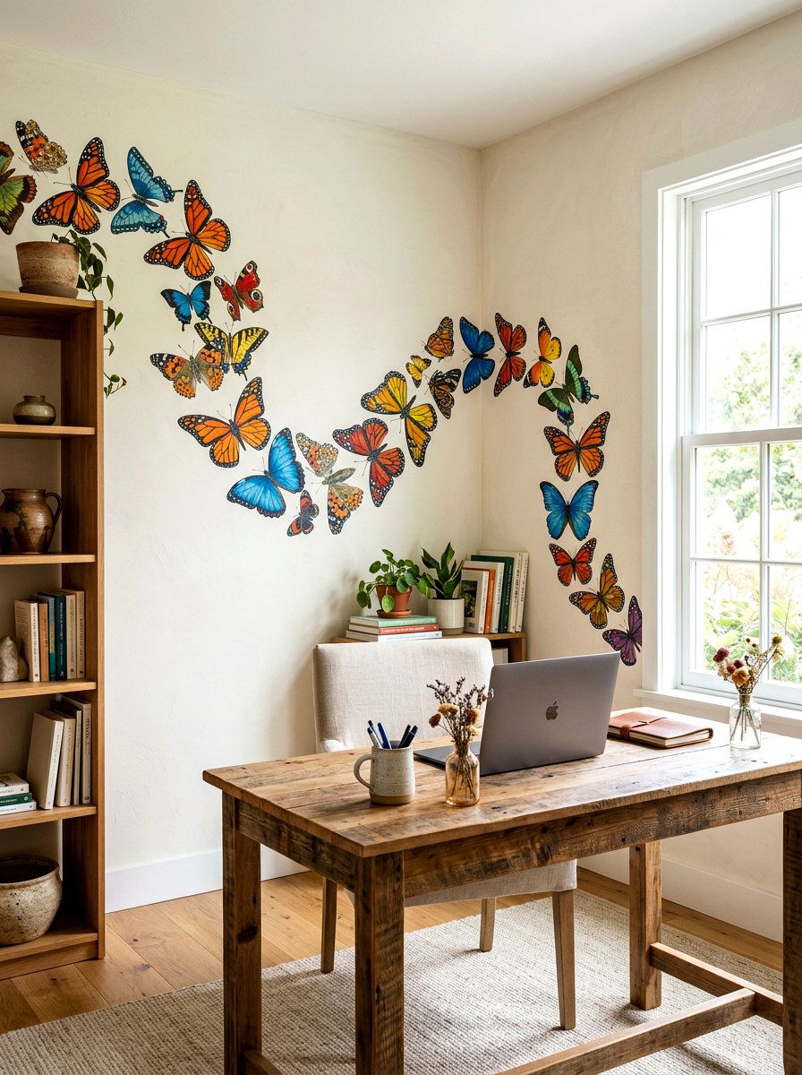 Hand Painted Butterfly Wall Border - 30 butterfly border ideas