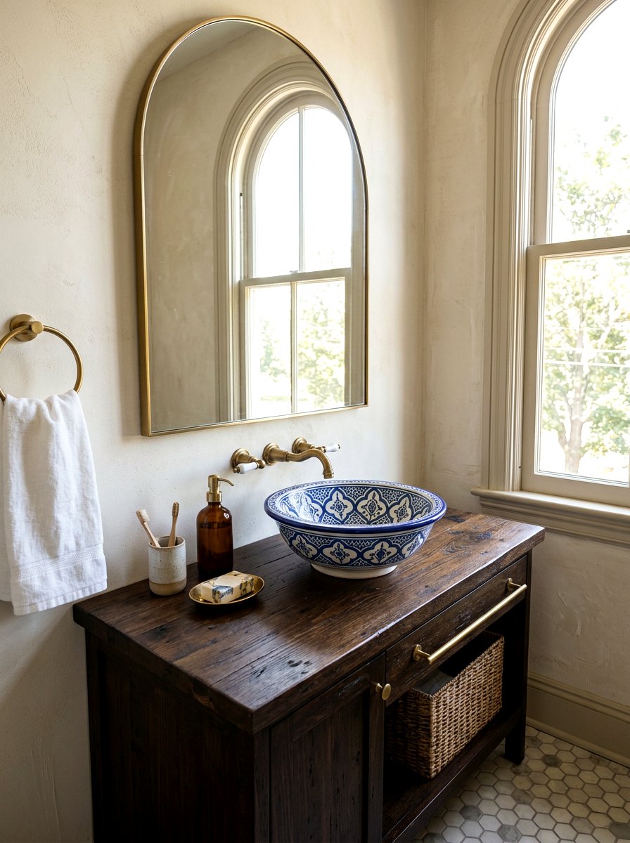 Hand Painted Ceramic Sink Bathroom - 30 Moroccan bathroom ideas